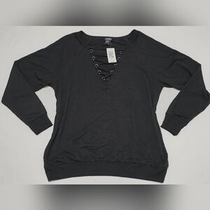 *NWT* Torrid Womens Black Lace-Up Sweatshirt 1x